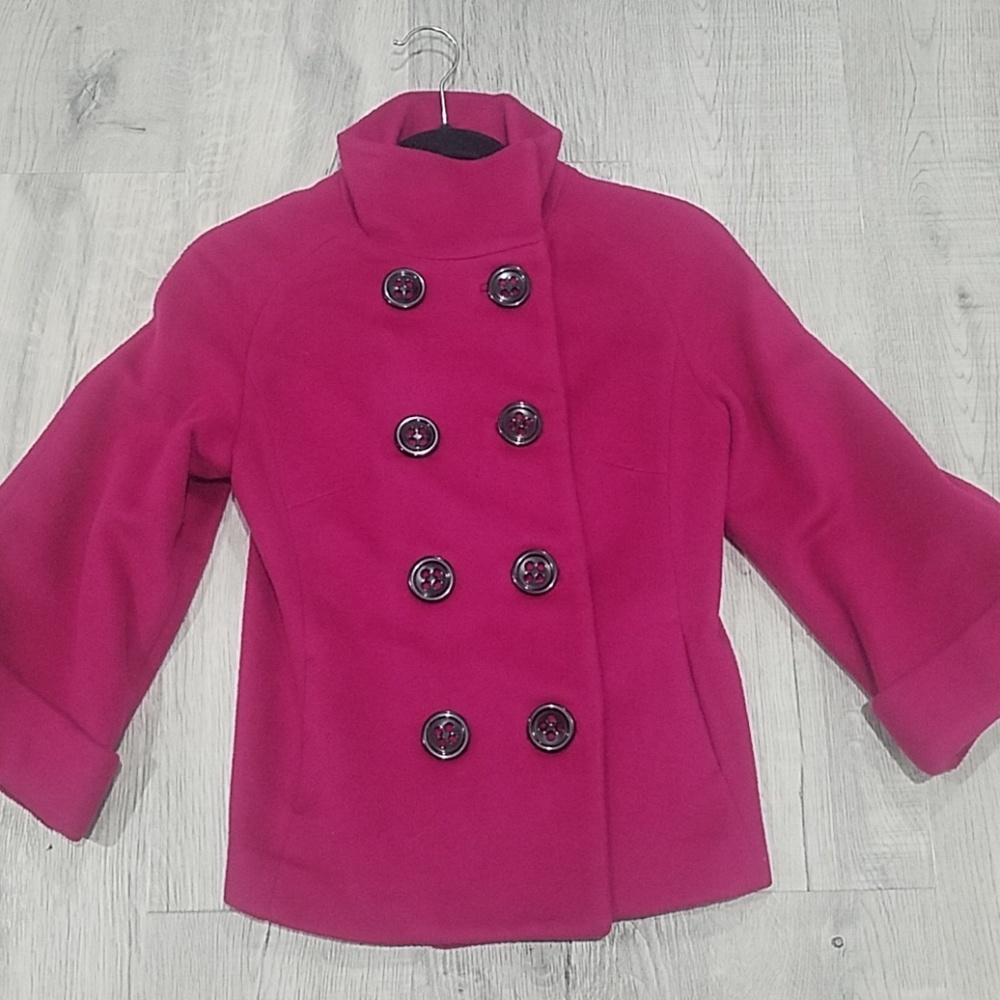 Express Women Cropped Funnel-Neck Jacket Cashmere Blend Size 0